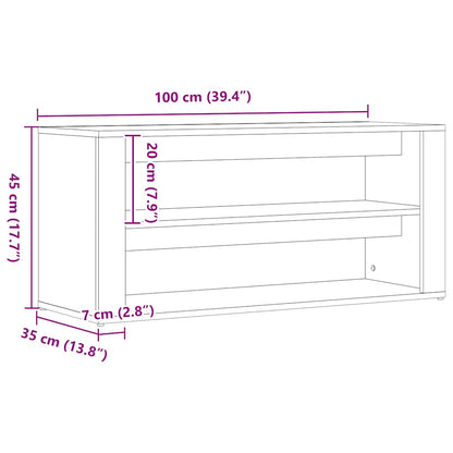 Shoe Bench Black Oak 100x35x45 cm Engineered Wood