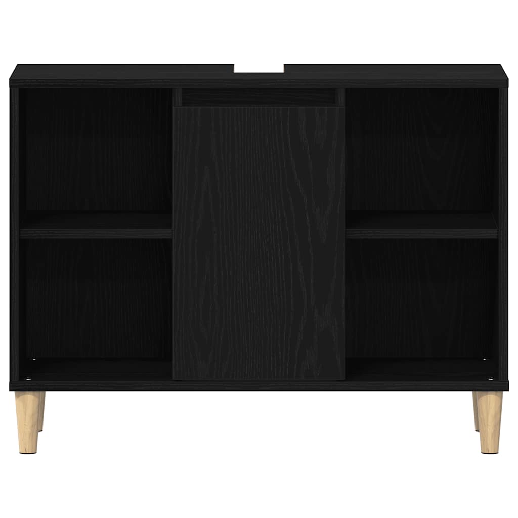 Sink Cabinet Black Oak 80x33x60 cm Engineered Wood