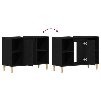 Sink Cabinet Black Oak 80x33x60 cm Engineered Wood