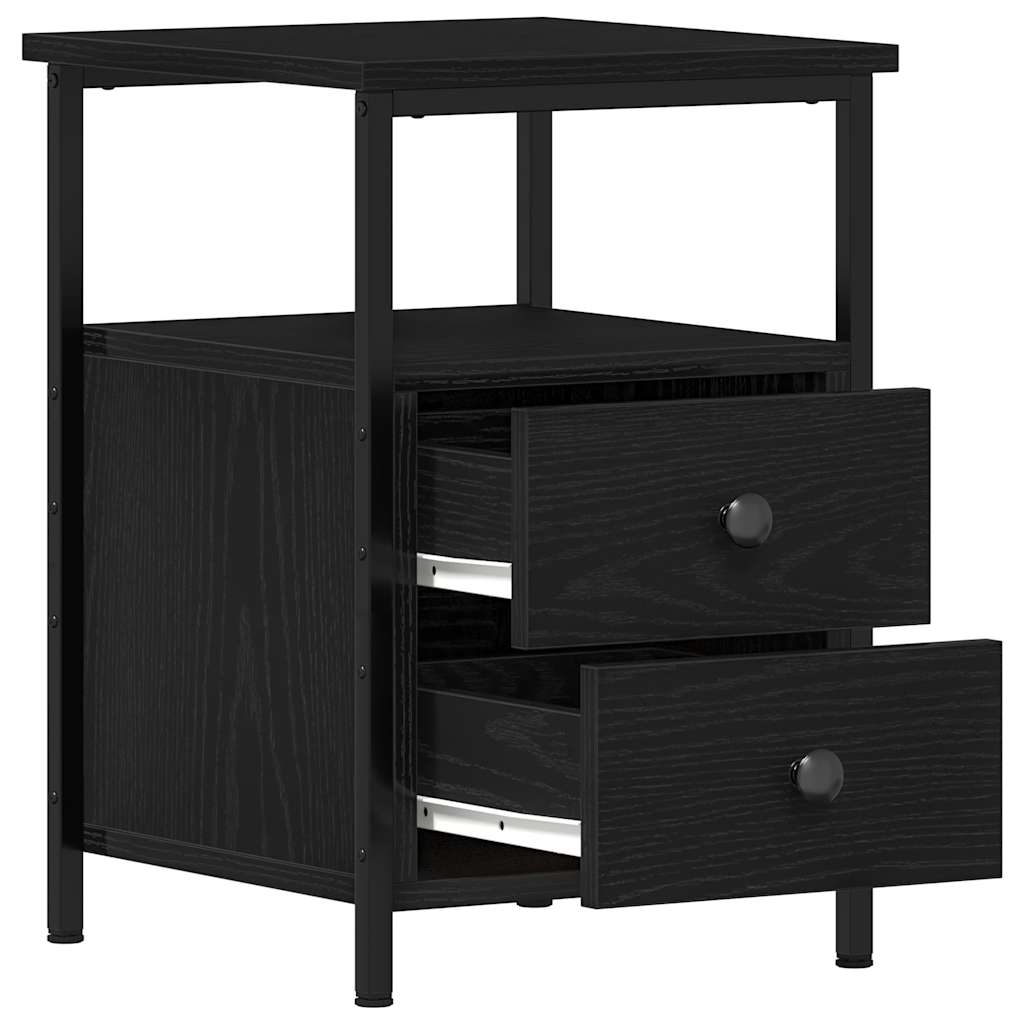 Bedside Cabinet Black Oak 34x35.5x50 cm Engineered Wood