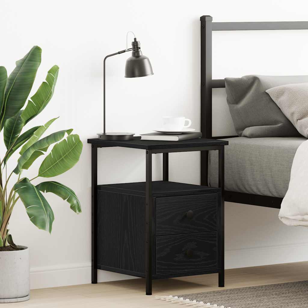 Bedside Cabinet Black Oak 34x35.5x50 cm Engineered Wood