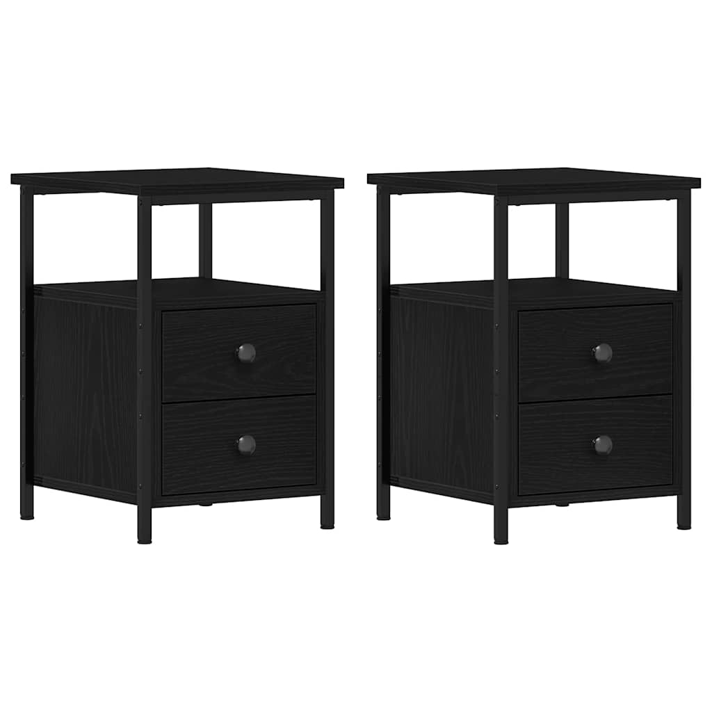 Bedside Cabinets 2 pcs Black Oak 34x35,5x50 cm Engineered Wood