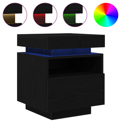 Bedside Cabinet Black Oak 40 x 39 x 48.5 cm Engineered wood