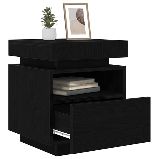 Bedside Cabinet Black Oak 40 x 39 x 48.5 cm Engineered wood