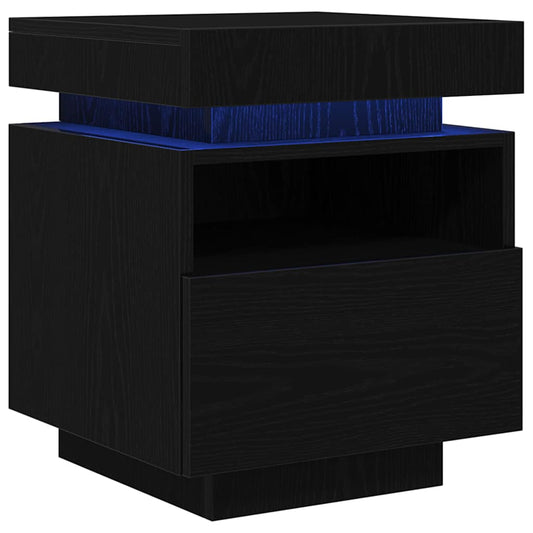 Bedside Cabinet with Drawer 2 pcs Black Oak 40 x 39 x 48.5 cm