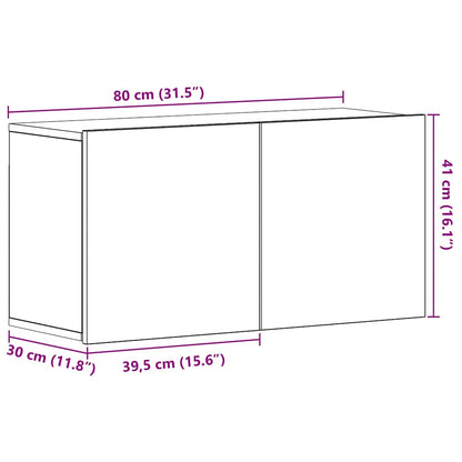 TV Cabinet Black Oak 80x30x41 cm Engineered Wood
