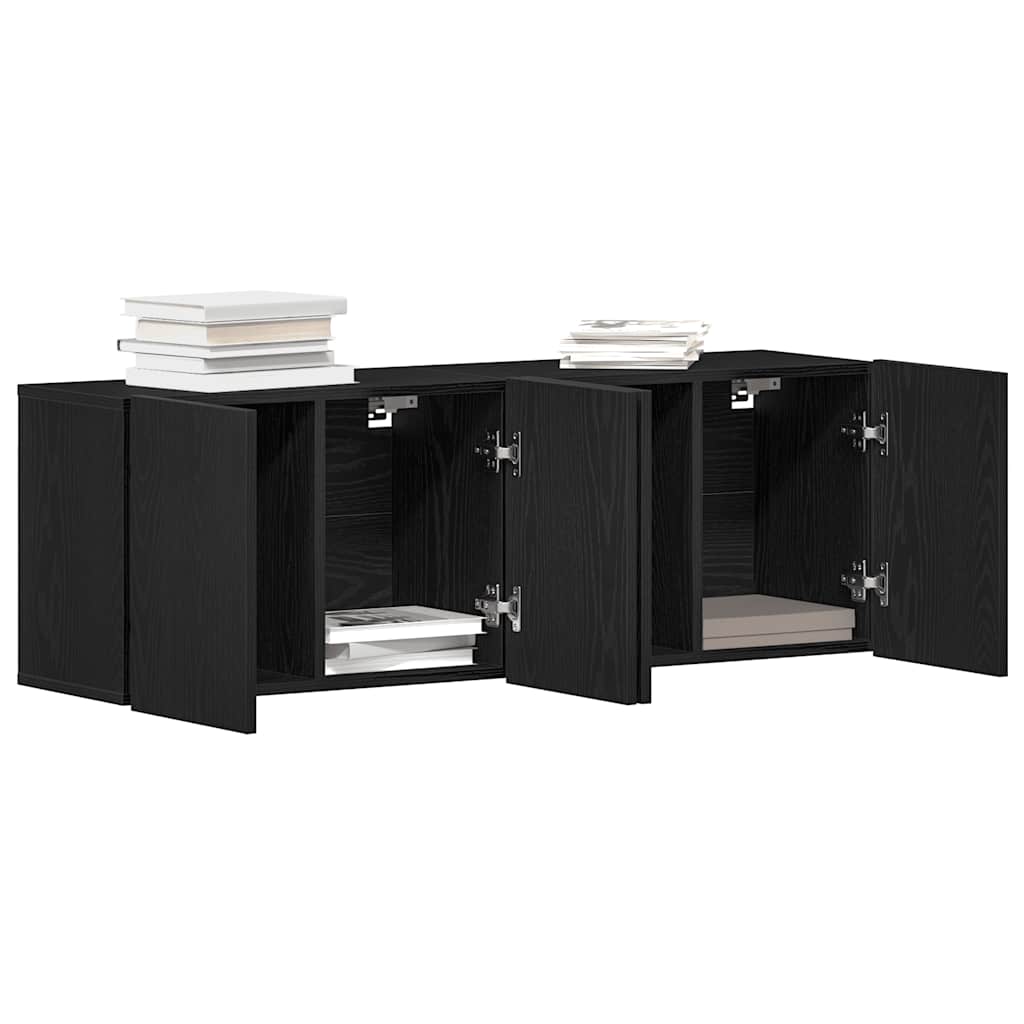 TV Cabinets 2 pcs Black Oak 160x30x41 cm Engineered Wood