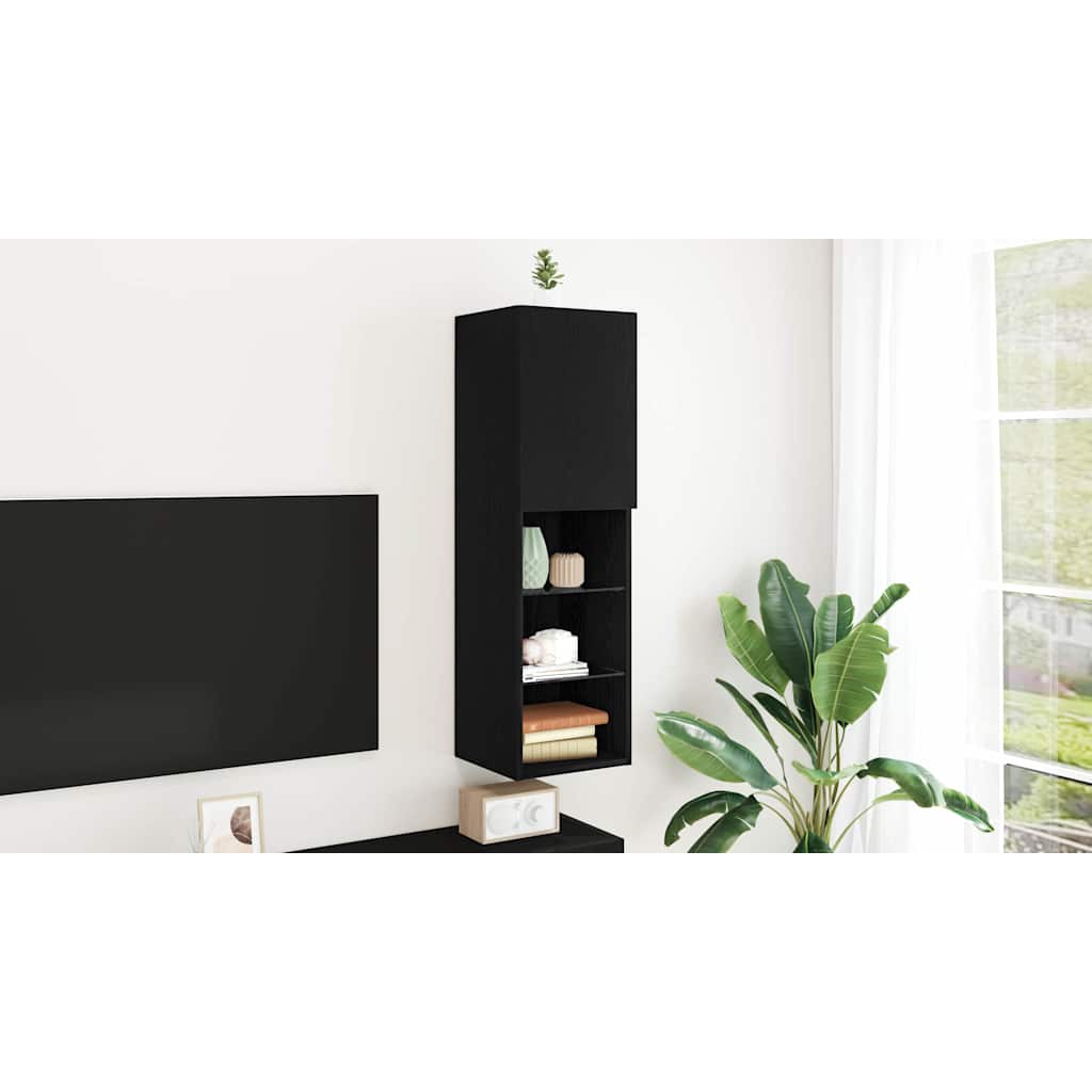 TV Cabinet Set Black Oak 30.5 x 30 x 102 cm Engineered Wood