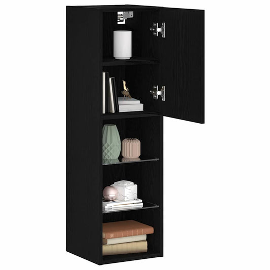 TV Cabinet Set Black Oak 30.5 x 30 x 102 cm Engineered Wood