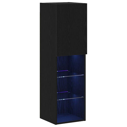 TV Cabinet Set with LED 2 pcs Black Oak 30.5 x 30 x 102 cm