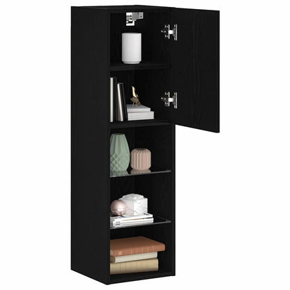 TV Cabinet Set with LED 2 pcs Black Oak 30.5 x 30 x 102 cm