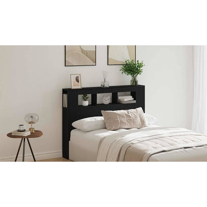 LED Headboard Black Oak 140 x 18.5 x 103.5 cm Engineered Wood