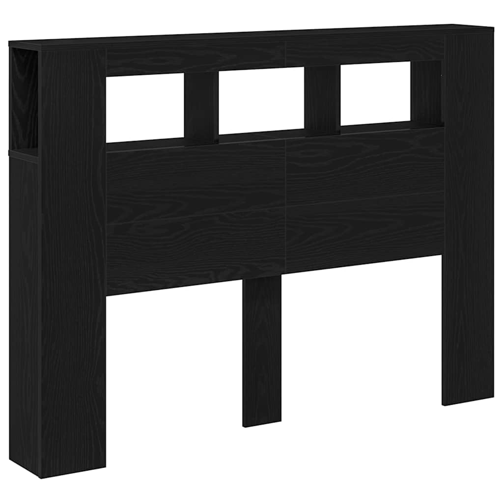 LED Headboard Black Oak 140 x 18.5 x 103.5 cm Engineered Wood