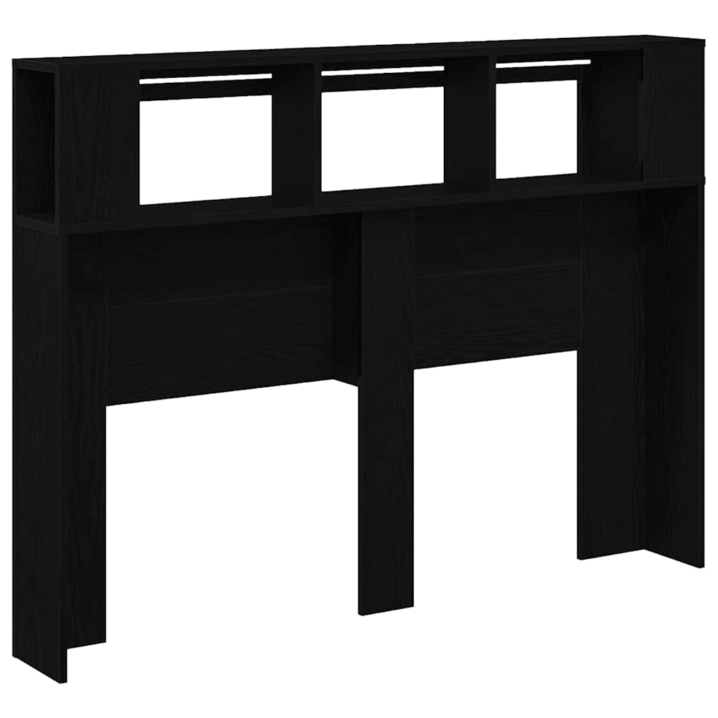 LED Headboard Black Oak 140 x 18.5 x 103.5 cm Engineered Wood