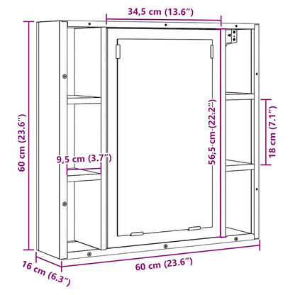 Bathroom Mirror Cabinet Old Wood 60x16x60 cm Engineered Wood