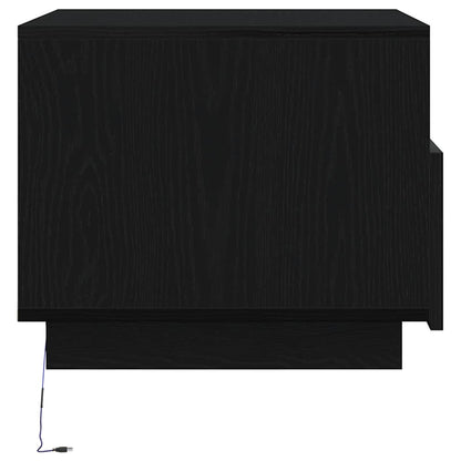 Coffee Table with LED Lights Black Oak 50x49x40 cm