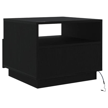 Coffee Table with LED Lights Black Oak 50x49x40 cm
