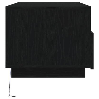 Coffee Table with LED Lights Black Oak 90x49x40 cm