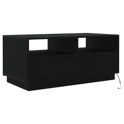Coffee Table with LED Lights Black Oak 90x49x40 cm