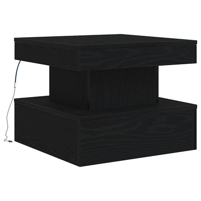 Coffee Table with LED Lights Black Oak 50x50x40 cm