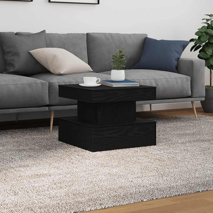 Coffee Table with LED Lights Black Oak 50x50x40 cm