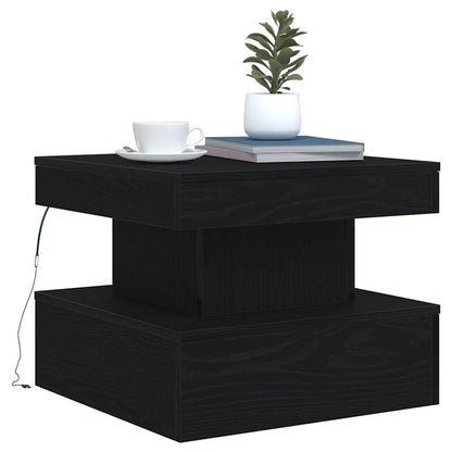 Coffee Table with LED Lights Black Oak 50x50x40 cm