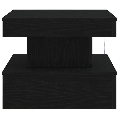 Coffee Table with LED Lights Black Oak 50x50x40 cm