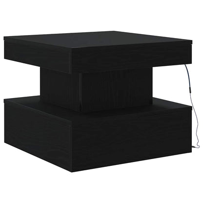 Coffee Table with LED Lights Black Oak 50x50x40 cm