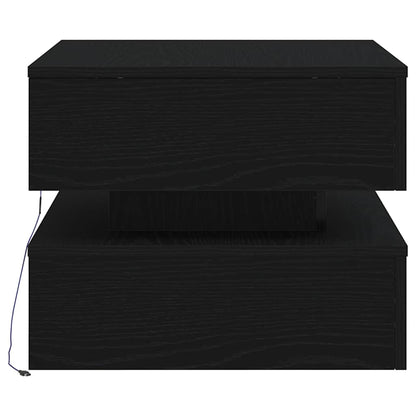 Coffee Table with LED Lights Black Oak 50x50x40 cm