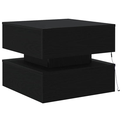 Coffee Table with LED Lights Black Oak 50x50x40 cm