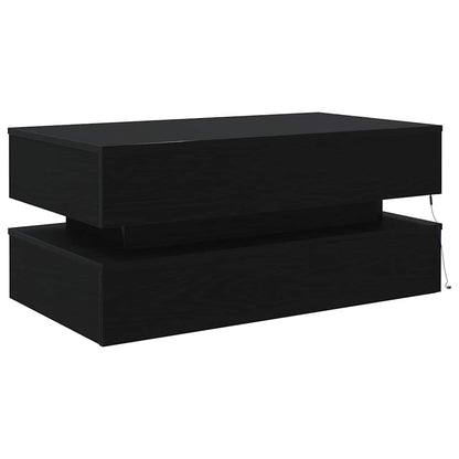 Coffee Table with LED Lights Black Oak 90x50x40 cm