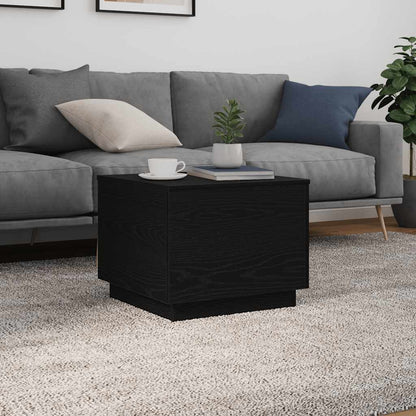 Coffee Table with LED Lights Black Oak 50x50x40 cm
