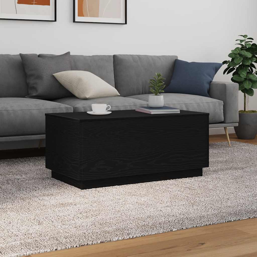 Coffee Table with LED Lights Black Oak 90x50x40 cm