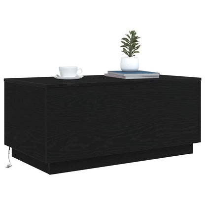 Coffee Table with LED Lights Black Oak 90x50x40 cm