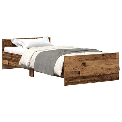 Bed Frame without Mattress Old Wood 75x190 cm Engineered Wood