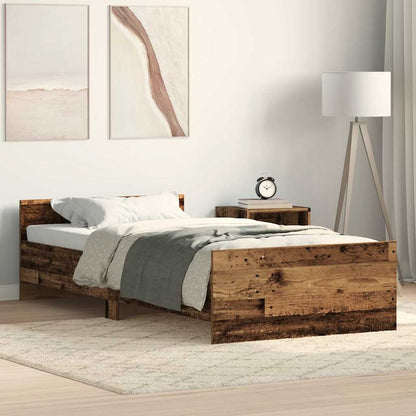 Bed Frame without Mattress Old Wood 75x190 cm Engineered Wood