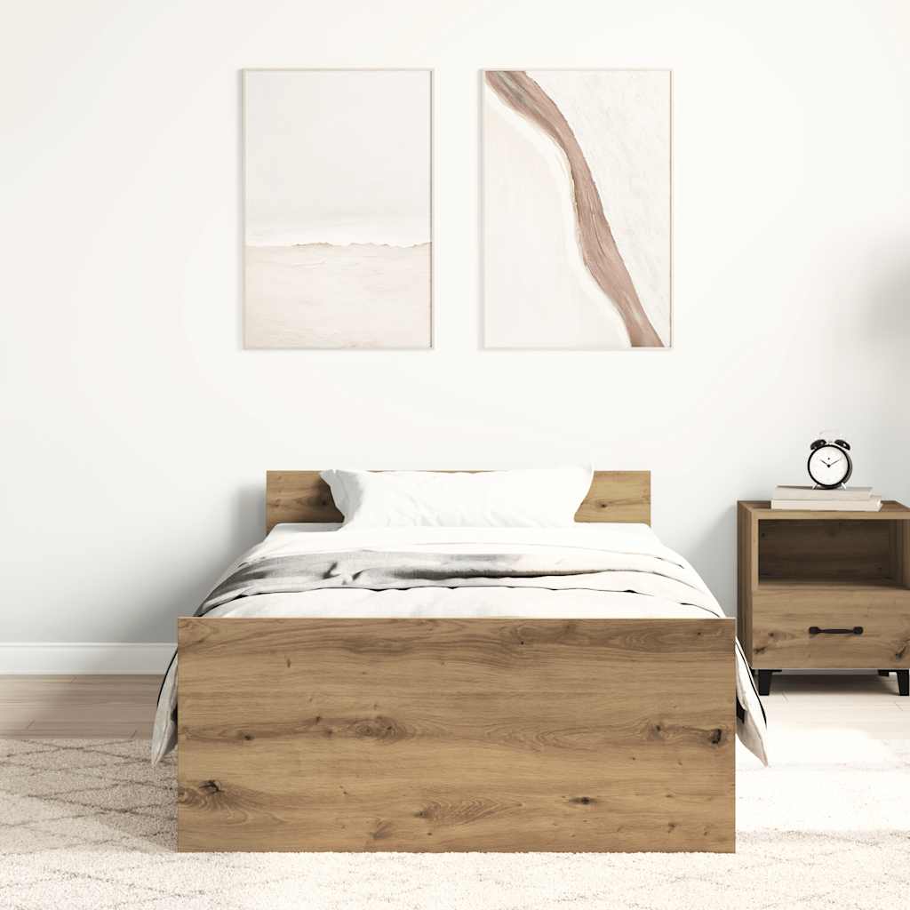 Bed Frame without Mattress Artisan Oak 75x190 cm Engineered Wood