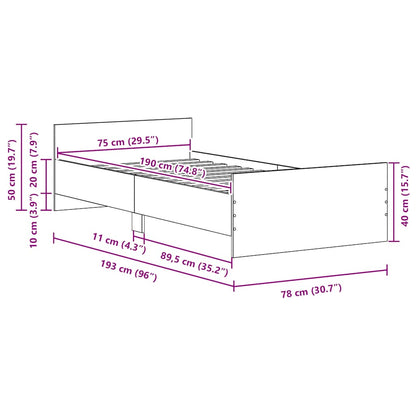 Bed Frame without Mattress Artisan Oak 75x190 cm Engineered Wood