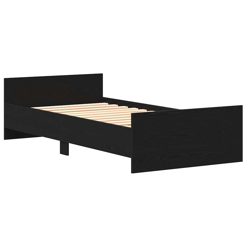 Bed Frame without Mattress Black Oak 75x190 cm Engineered Wood