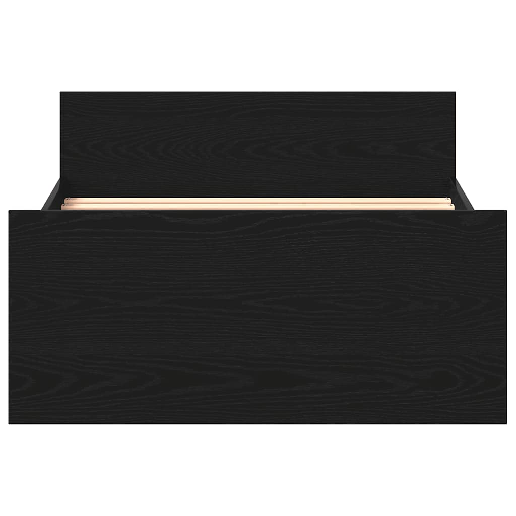 Bed Frame without Mattress Black Oak 75x190 cm Engineered Wood