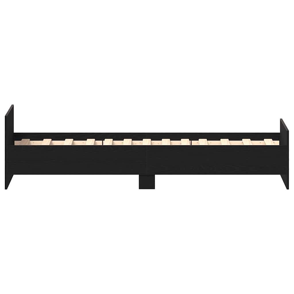 Bed Frame without Mattress Black Oak 75x190 cm Engineered Wood