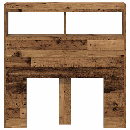 Headboard Cabinet with LED Old Wood 100x17x102 cm