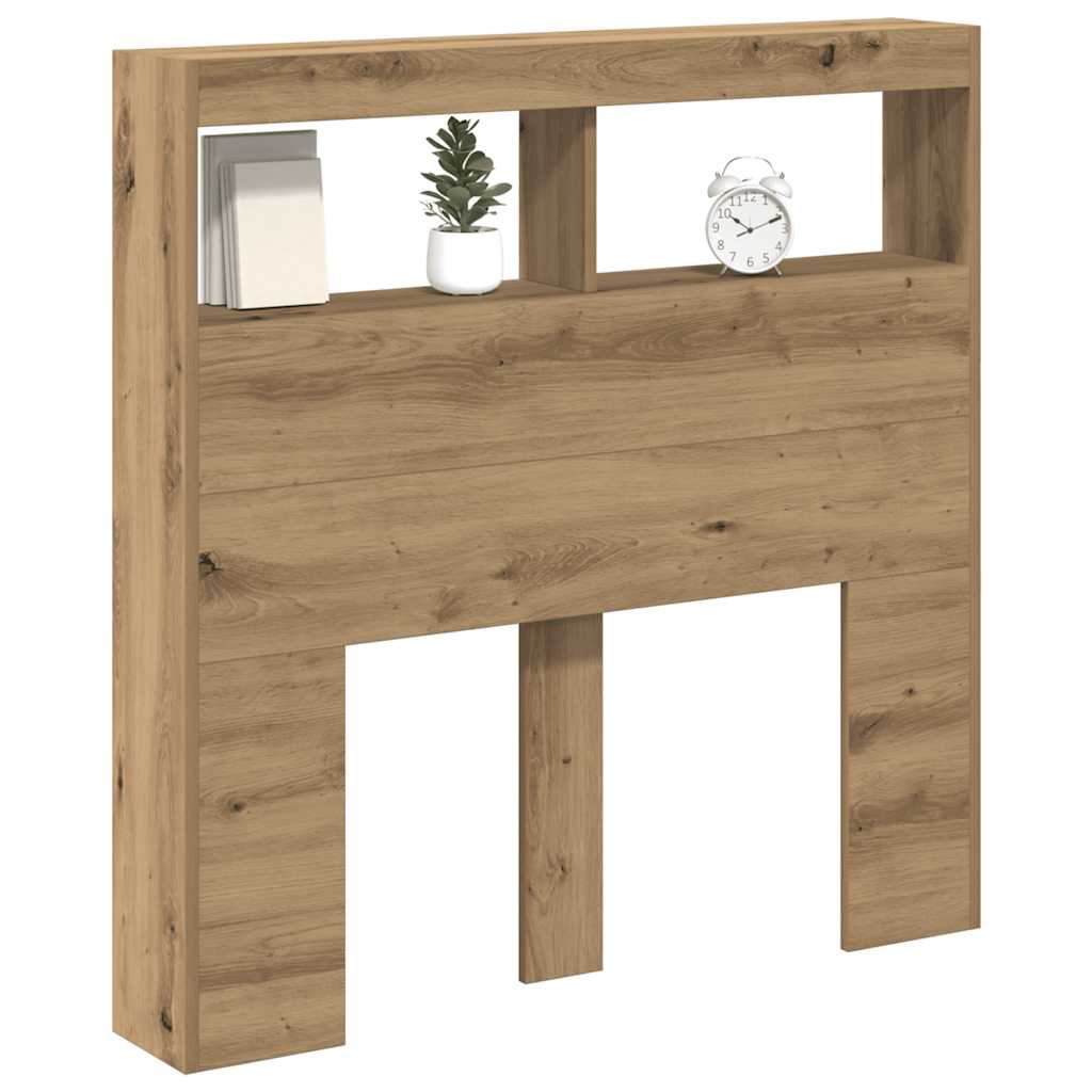 Headboard Cabinet with LED Artisan Oak 100x17x102 cm