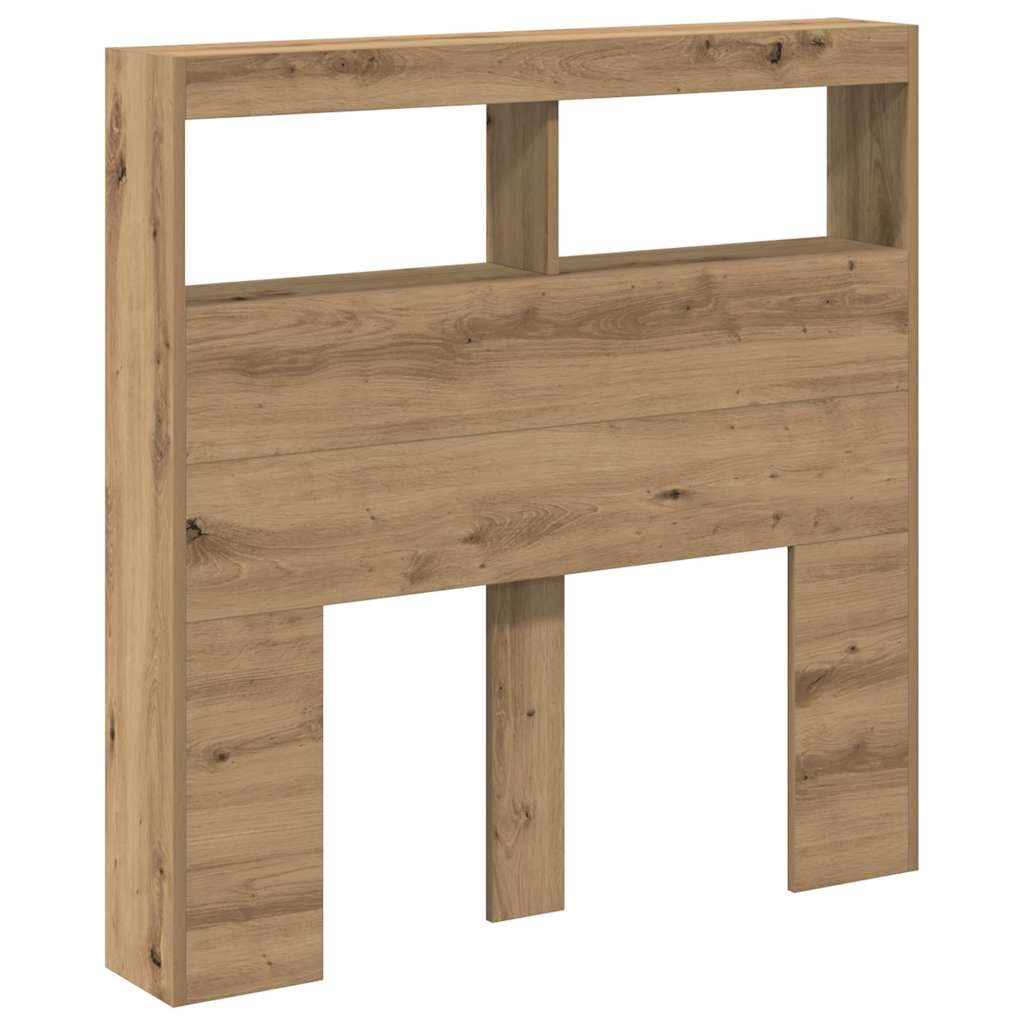Headboard Cabinet with LED Artisan Oak 100x17x102 cm