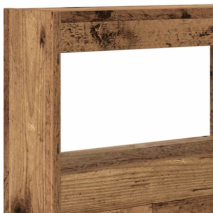 Headboard Cabinet with LED Old Wood 140x17x102 cm