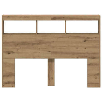 Headboard Cabinet with LED Artisan Oak 140x17x102 cm