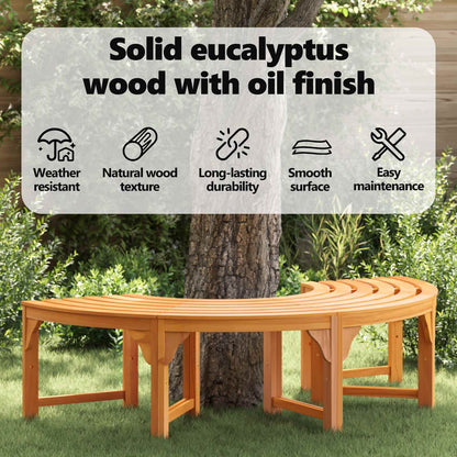 Tree Bench Natural 160 x 80 x 45cm Solid Eucalyptus Wood