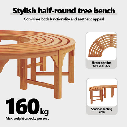 Tree Bench Natural 160 x 80 x 45cm Solid Eucalyptus Wood