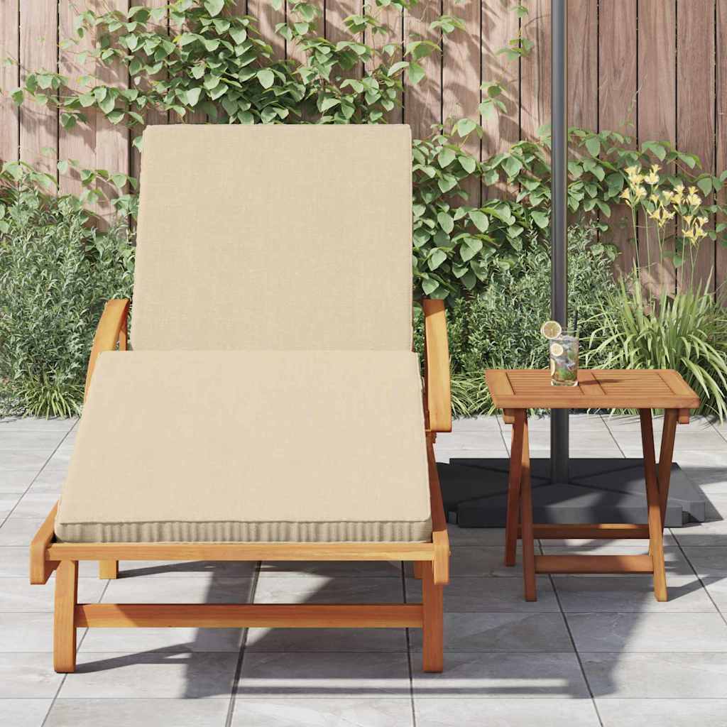 Sun Lounger Beige 200 x 67 x 84 cm Solid Acacia Wood
