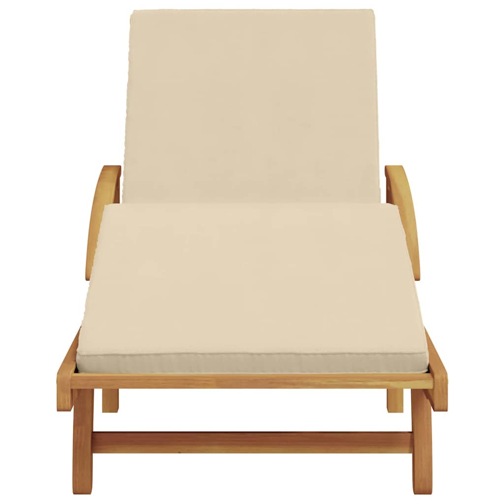 Sun Lounger Beige 200 x 67 x 84 cm Solid Acacia Wood